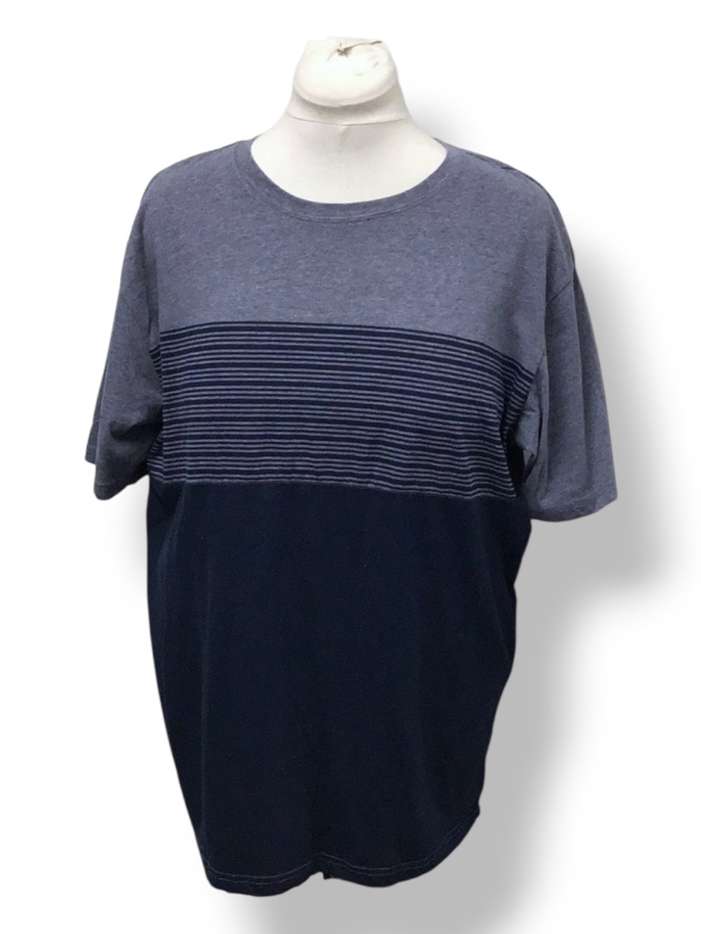 OT Revolution Mens Short Sleeve Crew Neck T-Shirt Color-block Blue/Navy XL